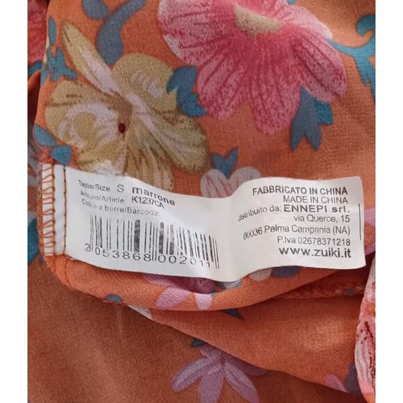 Zuiki Shirt Women's Small Sheer Floral Chiffon Colorful Phoebe Buffay 1990s Boho - Picture 7 of 8